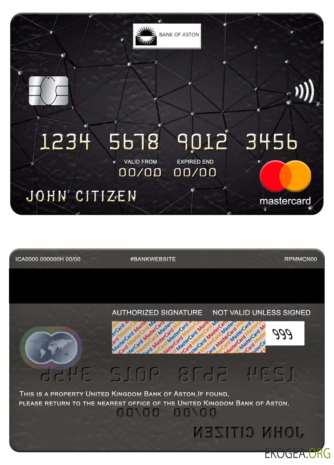 Carte Mastercard de la Bank of Aston du Royaume Uni